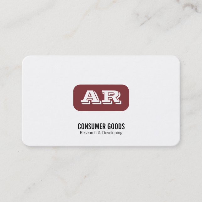 Monogram Rounded Background (deep red) Business Card (Front)