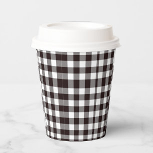Monogram Rustic Chic Brown and White Plaid  Paper Cups