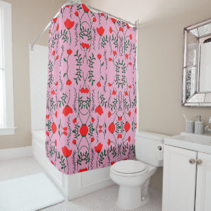 Monogram Rustic Chic Pink Floral Shower Curtain