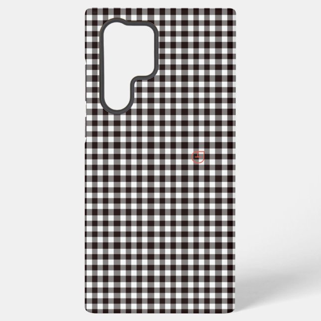   Monogram Rustic Chic Plaid Samsung Galaxy S22 Ultra Case (Back)
