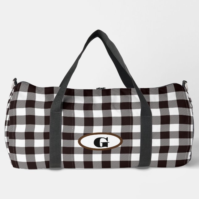 Monogram Rustic Customise Plaid  Duffle Bag (Front)