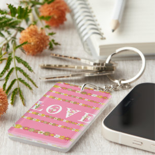 Monogram Rustic Daisy Floral Key Ring