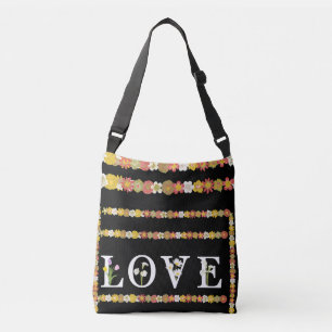 Monogram Rustic Daisy Floral Love Crossbody Bag