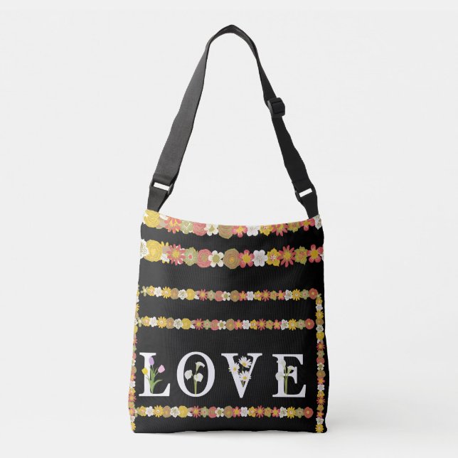  Monogram Rustic Daisy Floral Love  Crossbody Bag (Front)
