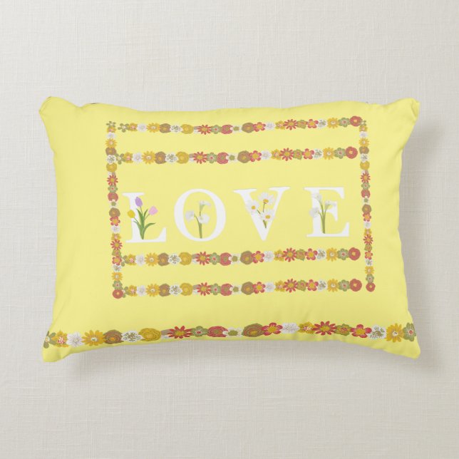  Monogram Rustic Daisy Floral  Love  Decorative Cushion (Front)
