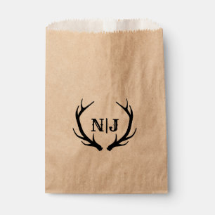 Monogram Rustic Deer Antlers Personalised Favour Bags