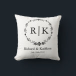 Monogram Rustic Foliage Wreath Wedding  Couples Cushion<br><div class="desc">Rustic floral wreath fall winter wedding party  gifts for only you</div>