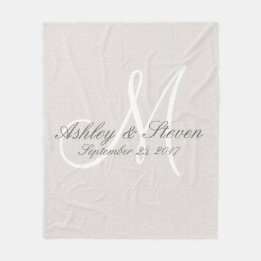 Monogram | Rustic Linen Fleece Blanket