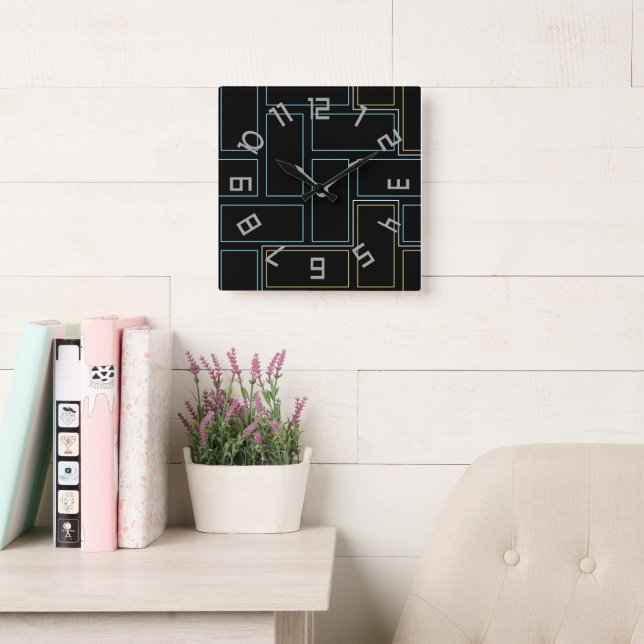 Monogram Rustic Numbers  Square Wall Clock (Reading Room)