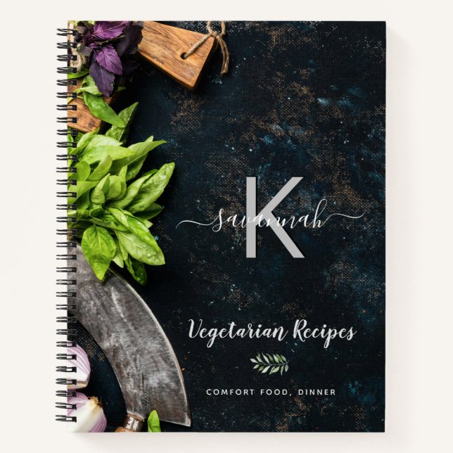 Monogram rustic vegitarian cooking recipes notebook (Front)