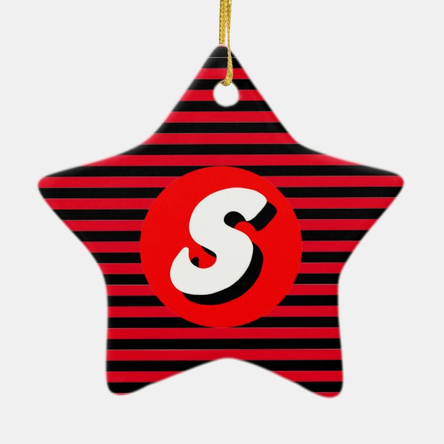 Monogram S Ceramic Tree Decoration (Back)