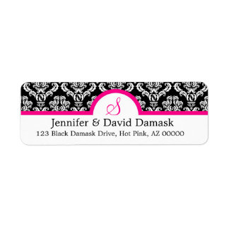 Monogram S Damask White Address Labels