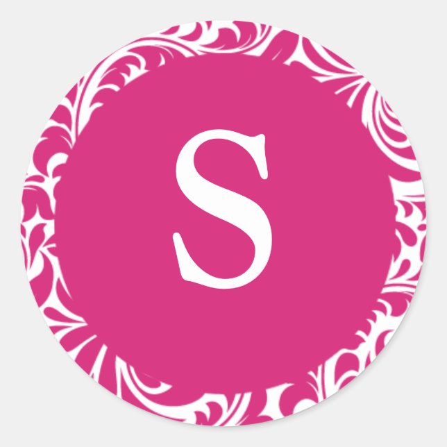 Monogram S Fuchsia White Seals For Wedding Monogra (Front)