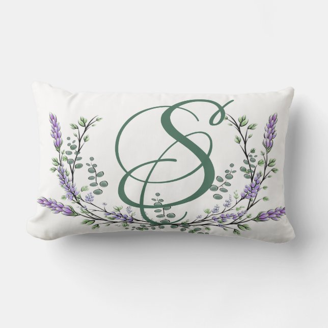 Monogram S Lavender Eucalyptus Lumbar Cushion (Front)