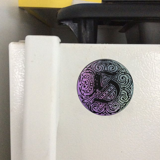 Monogram S Purple Blue Background Magnet (Creator Uploaded)