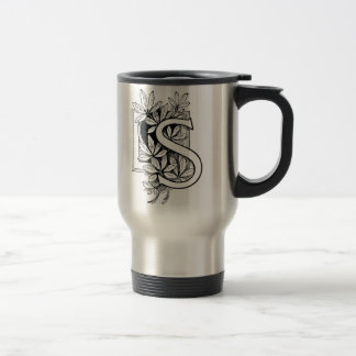 Monogram 'S' with Leaves - Travel Mug