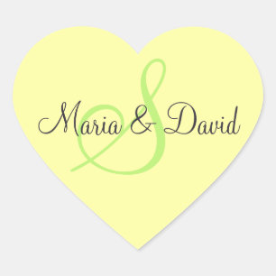 Monogram S Yellow Heart Stickers   Envelope Seals