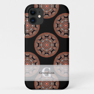 Monogram Safari Sunset Bohemian Polka Dot Mandala Case-Mate iPhone Case