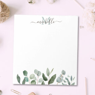 Monogram Sage Green Eucalyptus Greenery Leaves Notepad
