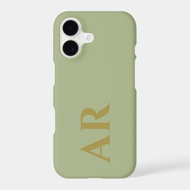 Monogram Sage Green Gold Initials Minimalist Chic (Back)