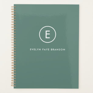 Monogram Sage Green Minimal Simple Modern Scandi Planner