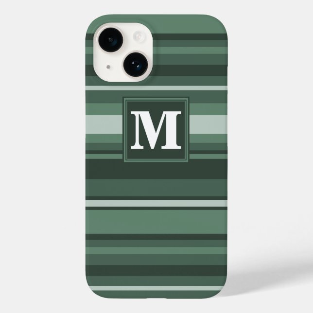 Monogram sage green stripes  Case-Mate iPhone case (Back)