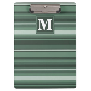 Monogram sage green stripes clipboard