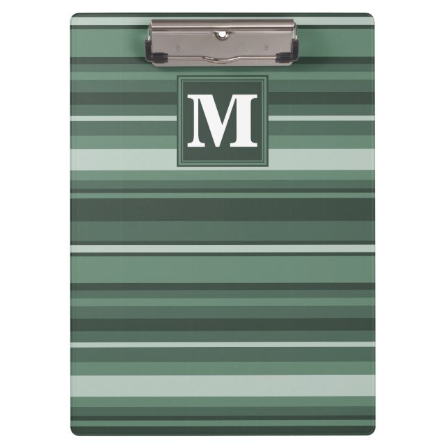 Monogram sage green stripes clipboard (Front)