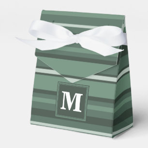 Monogram sage green stripes favour box