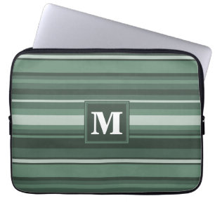 Monogram sage green stripes laptop sleeve
