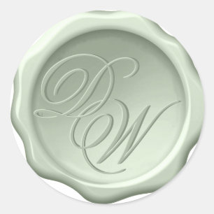 Monogram Sage Green Wax Seal 2 Initials Script
