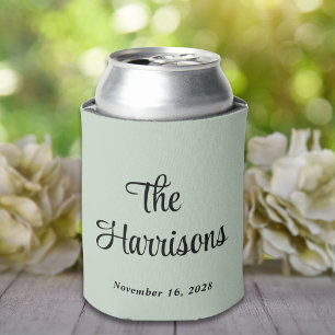 Monogram Sage Green Wedding  Can Cooler