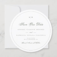 Monogram Sage Grey Green Frame Photo Save The Date
