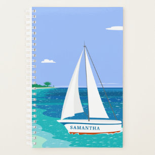 Monogram Sailboat Ocean Seaview 5.5x8.5 Planner