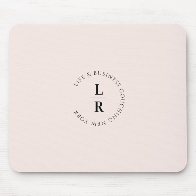Monogram, salon, minimalistic, light-beige-rose mouse pad (Front)