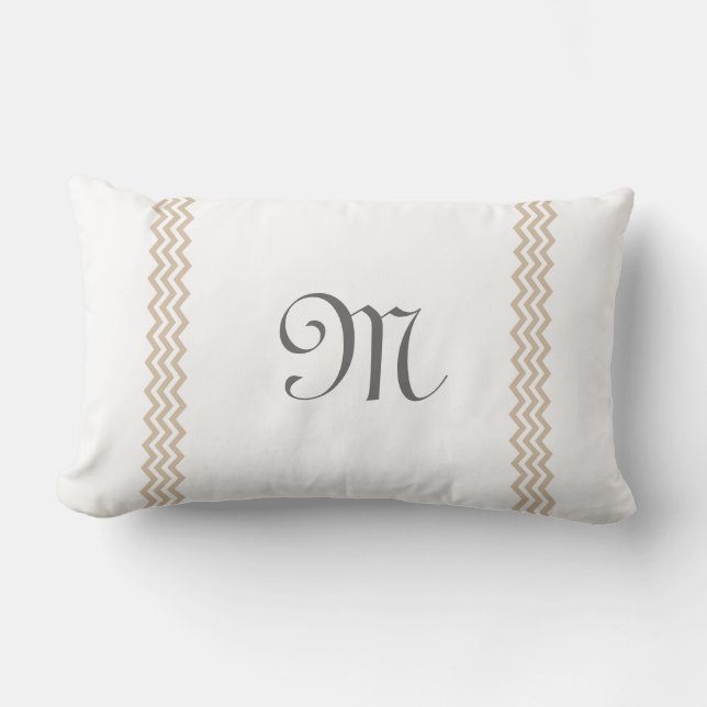 Monogram Sand Chevron Pillow (Front)