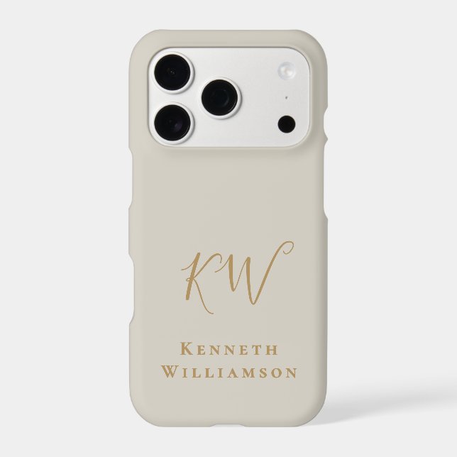 Monogram Sand Stone Brass Name Minimalist Men  (Back)