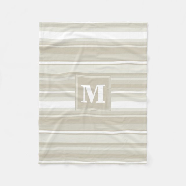 Monogram sandstone stripes fleece blanket (Front)