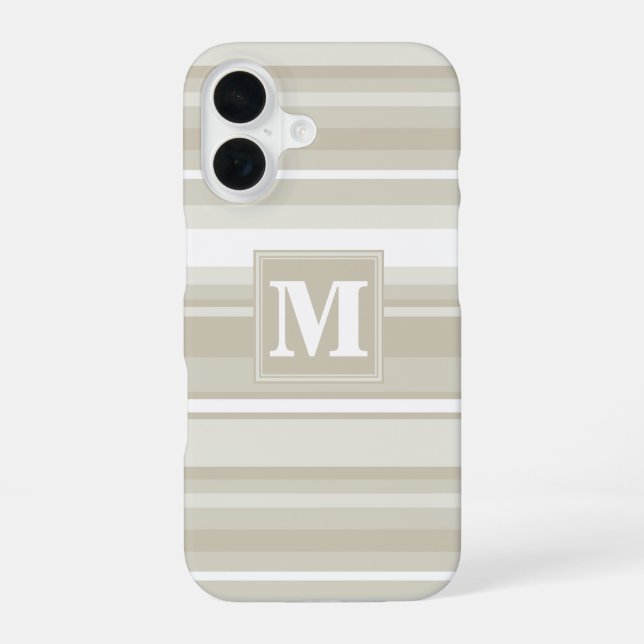 Monogram sandstone stripes iPhone 16 case (Back)