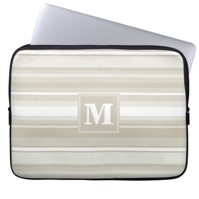 Monogram sandstone stripes laptop sleeve (Front)
