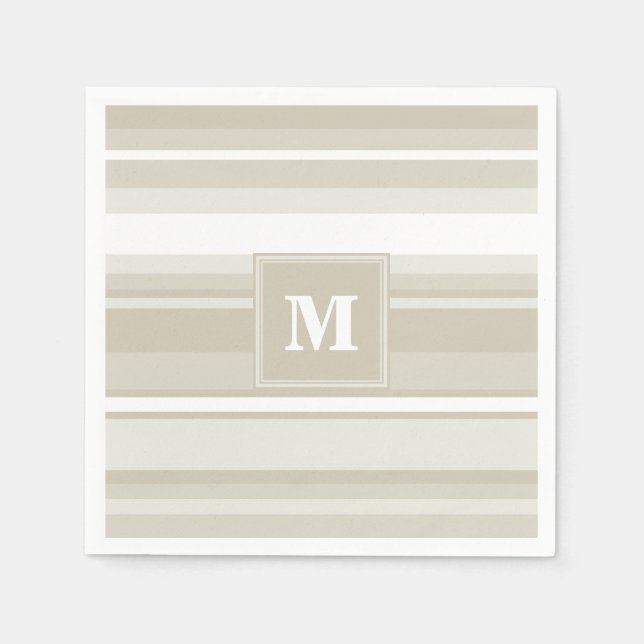 Monogram sandstone stripes napkin (Front)