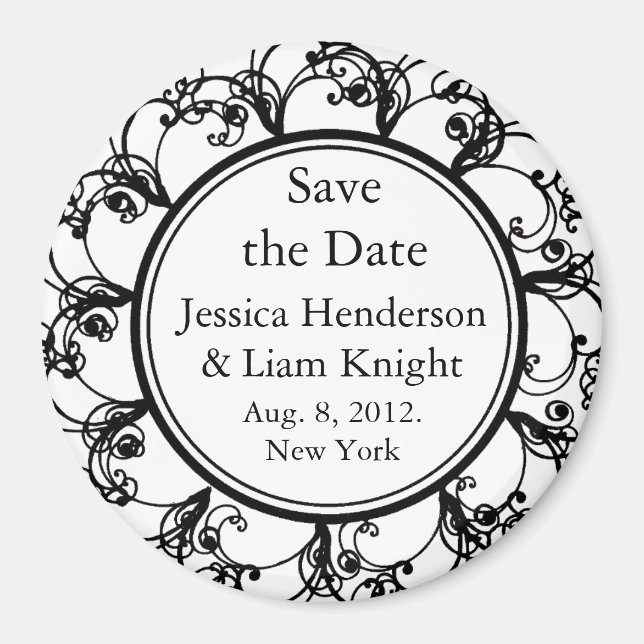 Monogram Save the Date Magnet white (Front)
