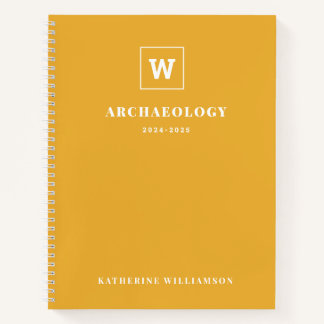 Monogram School Subject Student Yellow Custom Name Notebook
