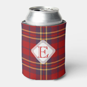 Monogram, Scottish Highland clan red plaid tartan: Can Cooler