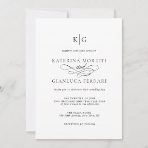 Monogram Script All in One Photo Wedding Invitation