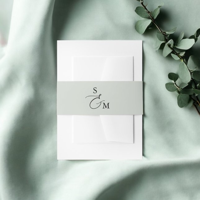 Monogram Script Ampersand Elegant Invitation Belly Band (Creator Uploaded)