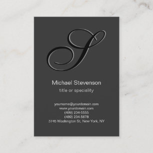 Monogram Script Black White Grey Business Card