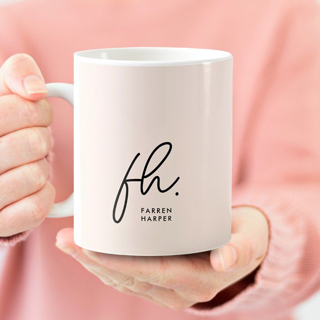 Monogram Script Blush Pink Chic Stylish Cute  Coffee Mug (Creator Uploaded)