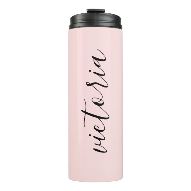 Monogram Script Blush Pink Thermal Tumbler (Front)