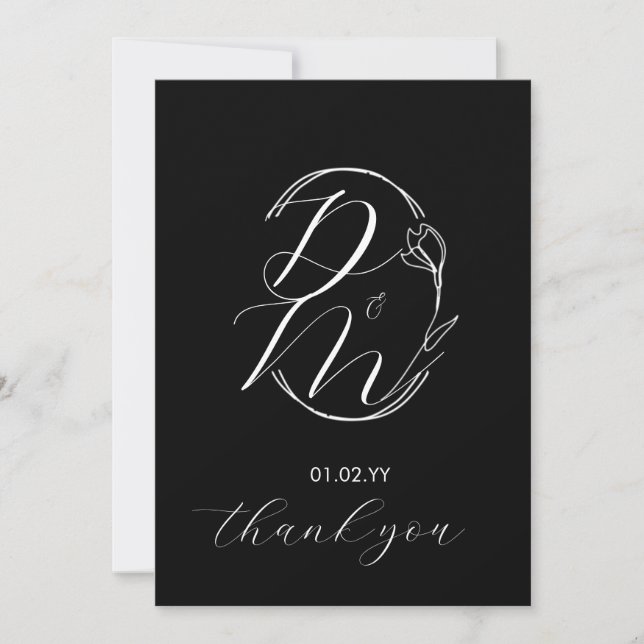 Monogram Script Botanical Floral Logo Wedding B Invitation (Front)